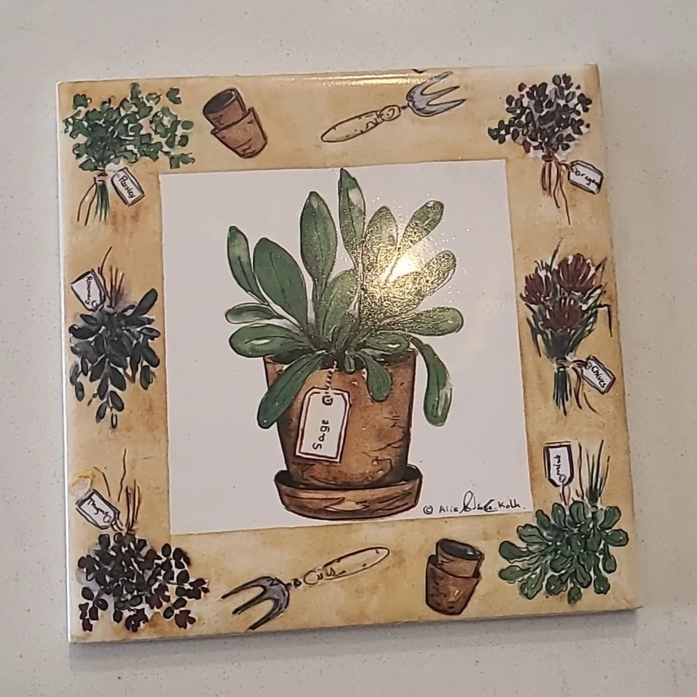 Single Plant Sage Garden Coaster Tile